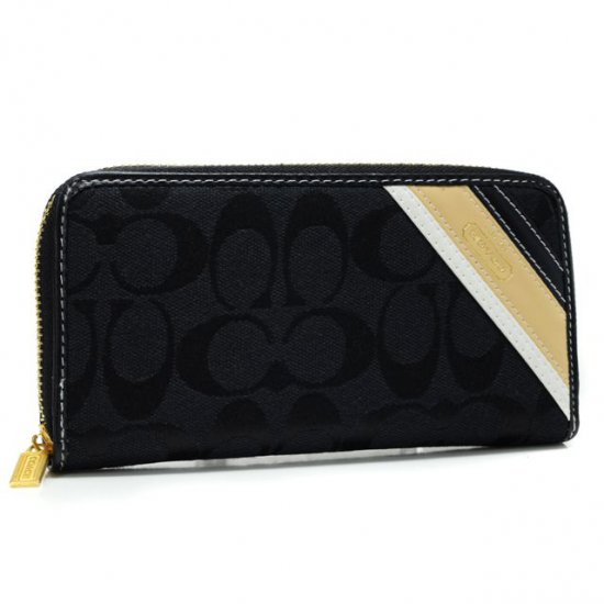 Coach Legacy Stripe In Signature Large Black Wallets AHE | Coach Outlet Canada